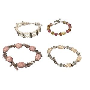 Lot 4 Elegant crystal & Pearl and lepidolite Stone Bracelet Set
